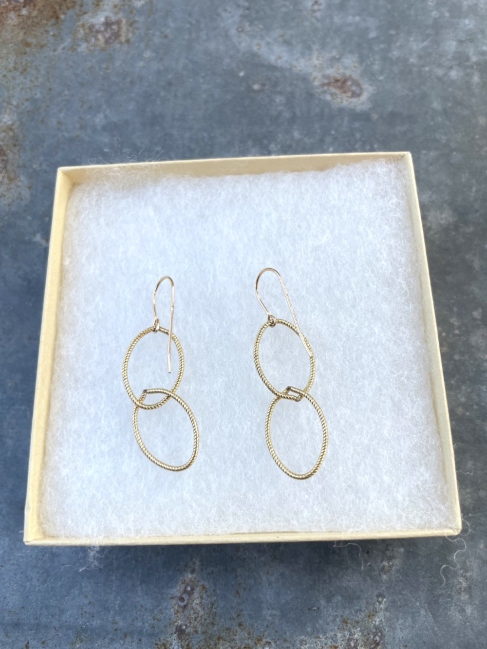 Gold Fill Oval Drop Earrings - Picture 2 of 12